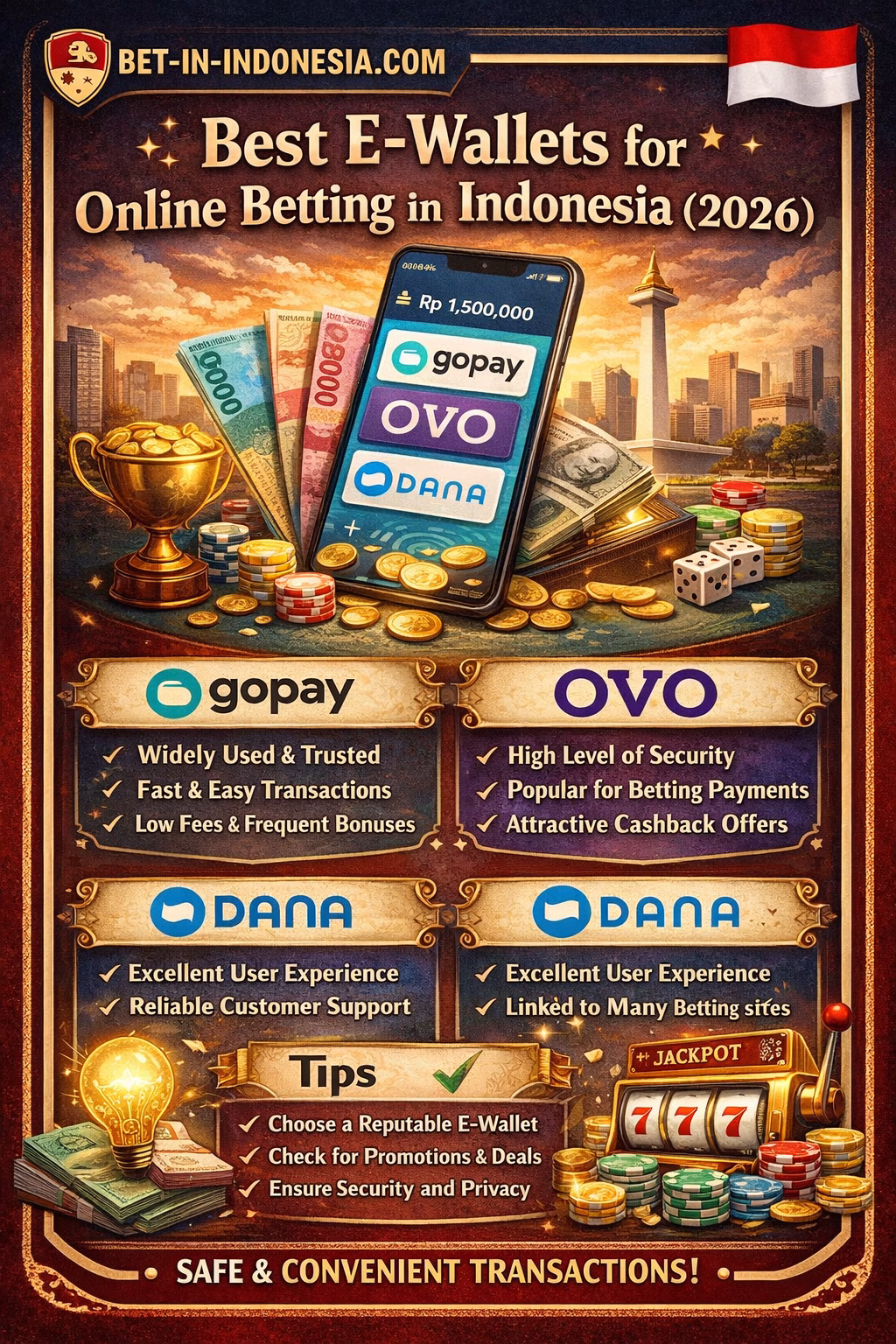 E-Wallets for Online Betting in Indonesia (2026) 🇮🇩 GoPay, OVO, DANA + Fast Deposit & Withdrawal Tips