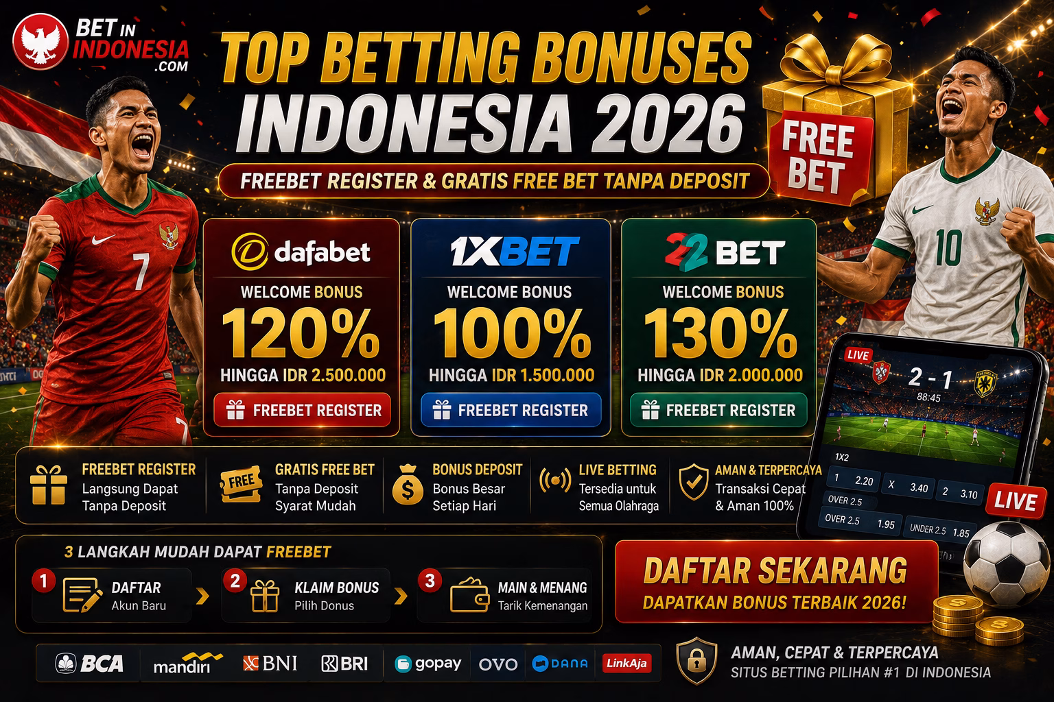 Top Betting Bonuses Indonesia 2026 Freebet Register + Streaming Olahraga Gratis