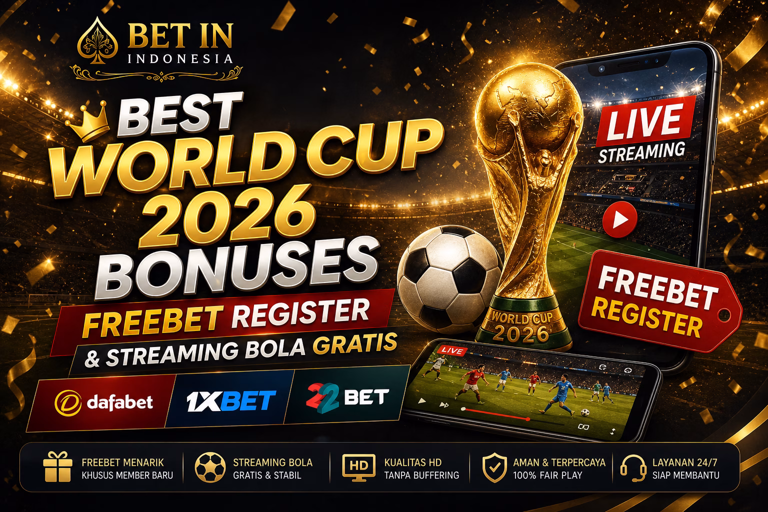 Best World Cup 2026 Bonuses ⚽ Freebet Register & Streaming Bola Gratis Indonesia