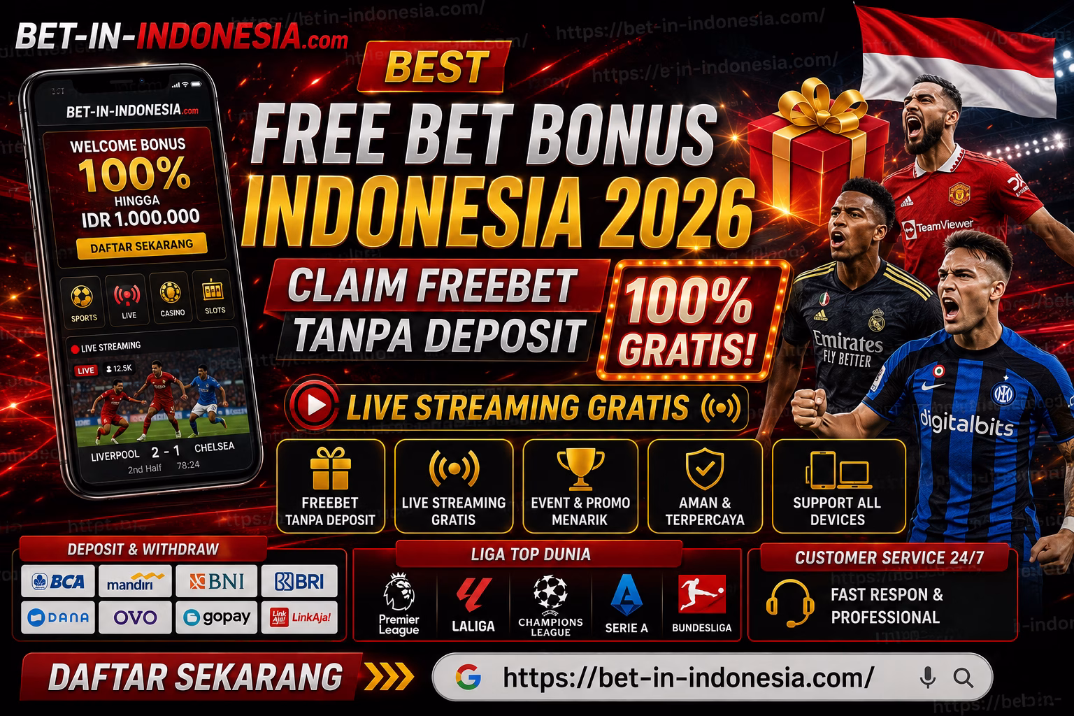 Best Free Bet Bonus Indonesia 2026 – Klaim Freebet Tanpa Deposit & Live Streaming Gratis 🇮🇩