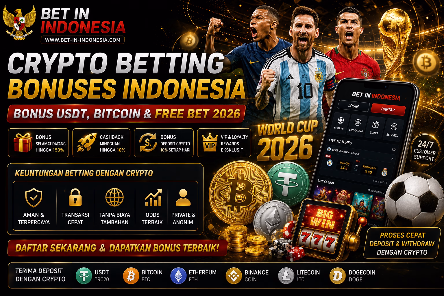 Crypto Betting Bonuses Indonesia – Bonus USDT, Bitcoin & Free Bet 2026