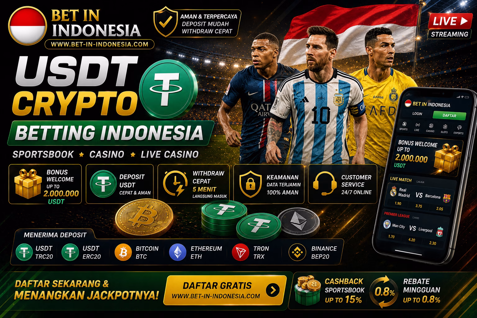 USDT Crypto Betting Indonesia Free Bet & Gratis Freebet Tanpa Deposit